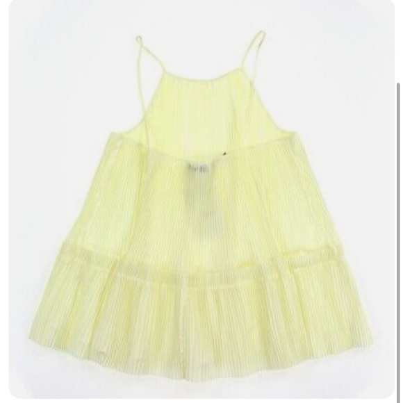 Lewit Pleated Swing Tank Top Light Yellow Crinkles Cami - Picture 3 of 8